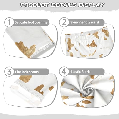 Gold Skin Print White Girls Casual Leggings for Kids Printed Long Pant Bottoms Stretch and Soft3