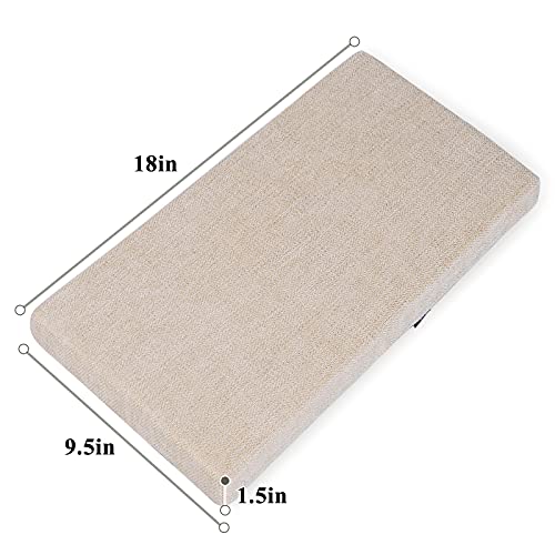 Baibu Rectangle Bench Stool Cushion, Non-Slip Saddle Stool Seat Cushions Bar Stool Cushion With Machine Washable Cover - One Cushion Only (Beige, 18X9.5X1.5In) #TOP2