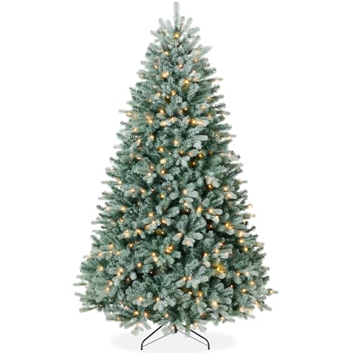 Best Choice Products Pre-Lit Blue Spruce Christmas Tree, 6Ft Realistic Colorado Artificial Lighted Holiday Décor, w/450 Twinkling White & Multi LEDs