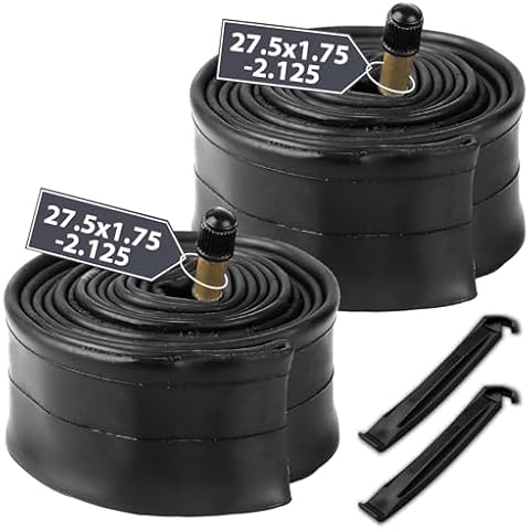 MOHEGIA 2 Pack Bike Tubes: 27.5" x1.75/1.95/2.10/2.125 Bicycle Tube with 2 Tire Levers, Butyl Rubber Inner Tube with 32mm Schrader Valve for MTB Cover