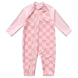 Dovio Baby Swimsuit UPF 50+ Sun Protection One Piece Zipper Beach Swimwear for Little Boys Girls Toddler(512BPINK,18-24M)