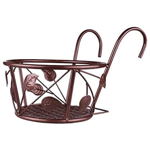 WAQIA HOUSE Hanging Railing Planter Baskets Flower Pot Holder Hanger Iron Potted Plants Rack Over The Rail Fence Pots Stand for Balcony Porch Fence Cover