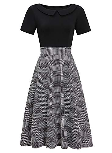 Women's Elegant Vintage Cotton Casual Floral Print Work Party Peter Pan Collar A-Line Dress with Pockets 978 - Image 3