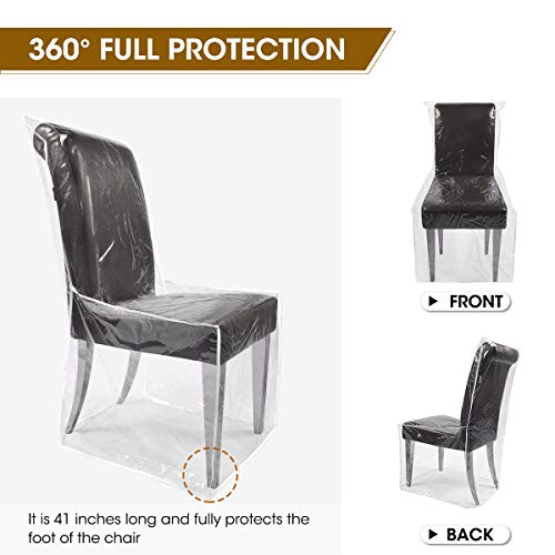 Buzzlett 4 Packs Waterproof Plastic Clear Pvc All Dining Chair Slipcover Protector,Heavy Duty Cover Keep Your Dinning Chair Away From Dust And Claws #TOP4