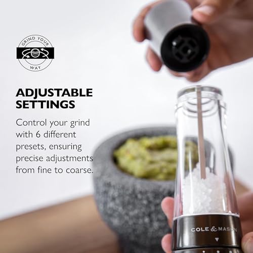 Image of COLE & MASON Derwent Salt Grinder - Gunmetal Mill Includes Gourmet Precision Mechanism and Premium Sea Salt