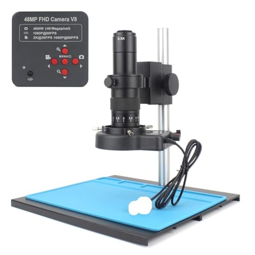 Microscope 2K 60FPS 48MP USB Electronic Digital Video Microscope Camera 180/130X Zoom C Mount Lens 56 LED Repair Tools(B 180X Set)