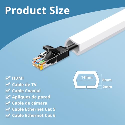 Miniatura 2 de 4 Metros Canal De Cable Flexible, 15mmx 10mm Cable Canaleta Cables Pared Adhesivo, Cables Pequeña De Tv Para Sistema, Cables En El Suelo De La Pared, Blanco