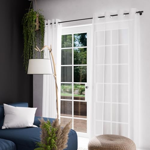 Velo con ojales de algodón 135x250 visillo blanco Soleil d'ocre Panamá 3