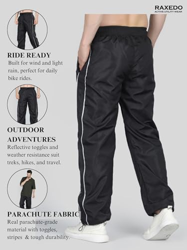 Image of Men's Water-Resistant Parachute Pants | Mens Bottom Wear | Cargo Pants for Men | Korean Pants for Man | Baggy Trackpants | Lightweight Multi-Pocket Utility Fit - Freedom to Move & All-Day Comfort