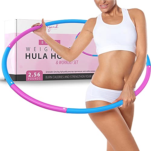 Weighted Hula Hoop - 8 Section Detachable Adjustable Weighted Hula Hoop for Adults - Exercise, Workout, Fitness, Weight Loss, Burn Fat - 2.5 lbs Weighted Hoola Hoop for Women - by Beyond Innoventions