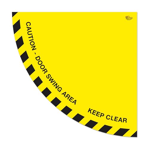 Mighty Line CDSAY36 Door Swing Caution Floor Sign For Safety, Warning, Heavy-Duty, Peel And Stick, Adhesive, Industrial Quality cover