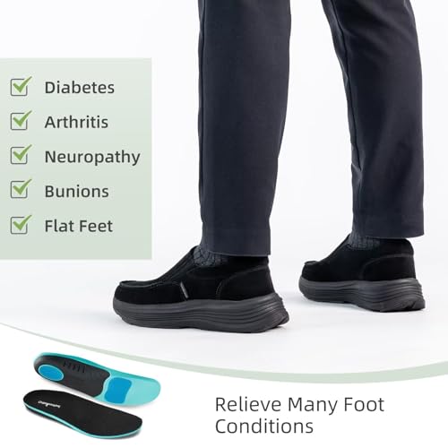 OrthoComfoot Men's Orthopedic Leather Dress Walking Shoes: Casual Arch Support Slip-On Loafers for Plantar Fasciitis, Comfortable Orthotic Shoes for Foot and Heel Pain Relief4