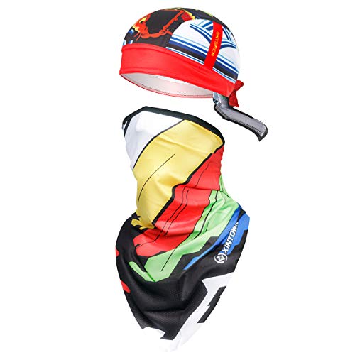 SKYSPER Pañuelos Cabeza Bufanda para Ciclismo Moto Máscara 2piezas Protección UV Seda Hielo Protector Solar Seca Rápido Transpirable Sombrero de Pirata Unisex para Bicicleta Deportes al Aire Libre