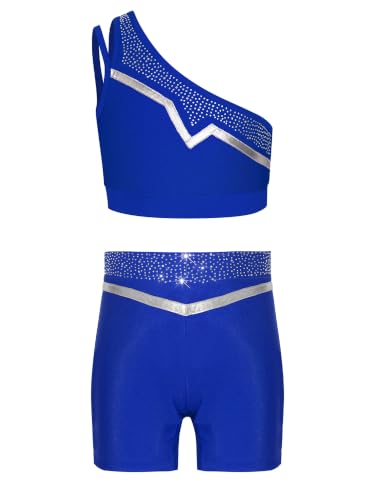 Conjunto de top y shorts para niñas que buscan ropa cómoda azul real 13-14 años