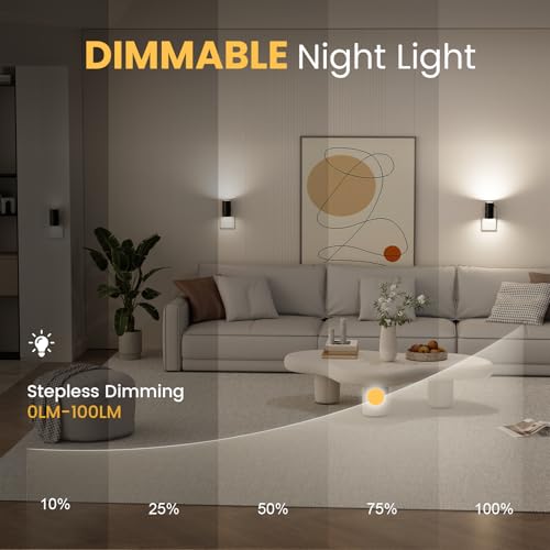 Volisun Night Lights Plug Into Wall, Dimmable Led Nightlight With Dusk To Dawn Light Sensor, 0-100Lm Adjustable Brightness, 3 Color Temperatures, Smaller Plug Black 2 Pack For Hallway,Bedroom,Bathroom thumb #2