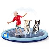 COMMOUDS Splash Pad for Kids and Dogs, Non-Slip Sprinkler Pad Thicken Pool Summer Outdoor Water Toys, Backyard Fountain Play Mat for Baby Toddlers Boys Girls Pet(67Inch)
