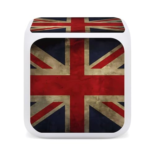 Reloj despertador con bandera británica para decorar dormitorios juveniles con luz nocturna 5