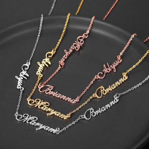 Custom Multi Name Necklace Personalized for Women 18K Gold Plated Stainless Steel Jewelry for Her4