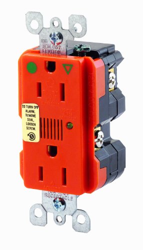 Leviton 8280-IGO 15-Amp, 125 Volt, Decora Plus Duplex Receptacle, Straight Blade, Hospital Grade, Isolated Ground, Surge with Indicator Light, Orange
