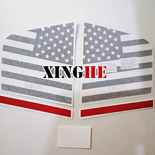 Image of Xinghe for Dodge Charger 2011-2022, Rear Side Window American Flag Decals, 2pcs Matte Black USA Flag Decal for Truck Back Window, Waterproof Vinyl, Durable and Easy Remove Truck Decal (For Dodge Charger 2011-2022, Matte Black Thin Red Line)