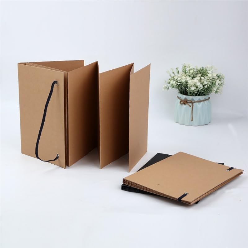 Travel Growth Commemorative Book ﻿ Kraft Paper Accordion Creative Folding Album DIY Sticky Album Handbook Applicable to photos, receipts, star cards, etc(Nature)