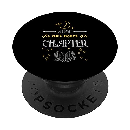 Book Lover Just One More Chapter Bookworm PopSockets Swappable PopGrip, Black