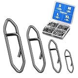 Kiqeres 200 Pcs Fishing Power Speed Clips (S:120, M:50, L:20, XL:10), High Strength Stainless Steel Speed Clip for Fishing Lure Quick Change, Freshwater Saltwater Lure Connector Tackle