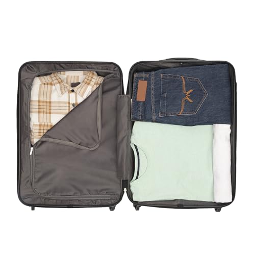 Image of Yayavar Tokyo Textured ABS Hard-Sided Suitcase Bag - 84L| Dual Color Trolley with 4 Spinner Wheels, Number Lock, Water Resistant | Luggage Bag for Travel (Silver & Black, 66cm, Medium)