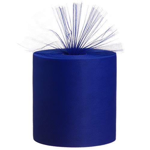 Tulle Fabric Roll, 6â€ by 200 Yards (600FT) Tulle Organza Fabric Spool for DIY Tutu Skirt Baby Shower Decor Wedding Backdrop Crafts Birthday Party Supplies (Royal Blue)