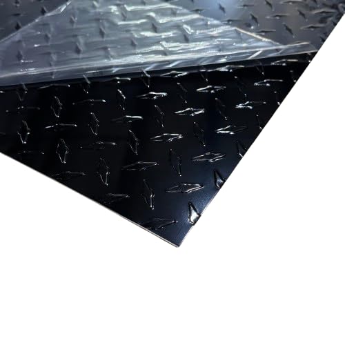 12" x 36" Black Diamond Plate Aluminum Sheet, 16 Gauge .050" Thick, Painted One Side, 3003 Alloy - Protective, Door Foot Guard, Work Bench