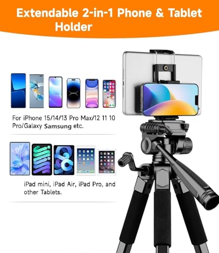 Image of Victiv 68 inch Tripod Stand for Phone, Tripod Mobile Holder, Universal Phone /Camera /DSLR Tripod Stand for Video Recording, Travel, Vlogging, Compatible iPhone Samsung Galaxy Xiaomi Vivo Canon