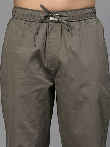 Image of Majestic Man Comfort Fit Solid Cotton Casual Lounge Pyjama with Elastic Waist, Drawstring & Zip Closure