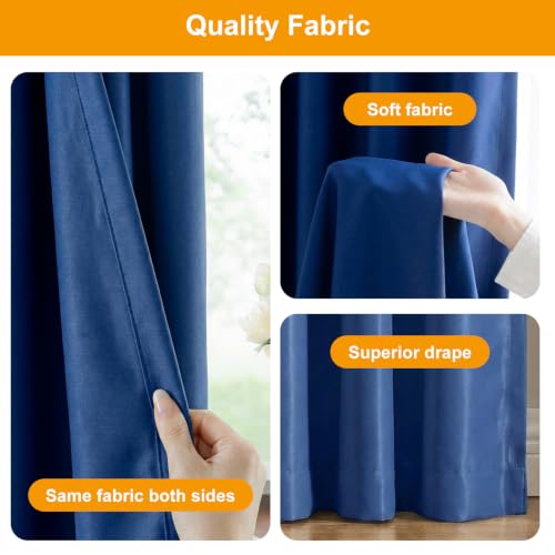 Image of Hoeflife Room Divider Curtains Blackout Floor to Ceiling Curtain with Hook Sliding Door Curtains Ceiling Mount Extra Wide Curtain Wall Divider for Room Separation (Navy Blue, W100 x H108 Inch)