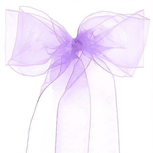 Lucky 10/20/50/100 Pack Organza Banquet Chair Sash Sashes Bows Ties For Weddings Party Decoration White Pink Purple Gold Red(20 Pack, Lavender) #TOP11
