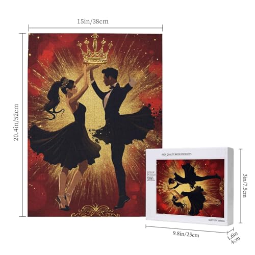 Puzzle de Madera Elegant Ballroom Dancer Duo de 500 piezas para Adultos, Arte con Corona Regal y Purpurina, Ideal para Decoración y Entusiastas de la Danza miniatura 5
