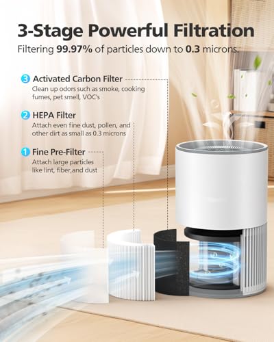 Image of iSingo 2 Pack BW302 Replacement Filter Compatible with LUNINO BW302 Air Purifier, 3-Stage Filtration, White