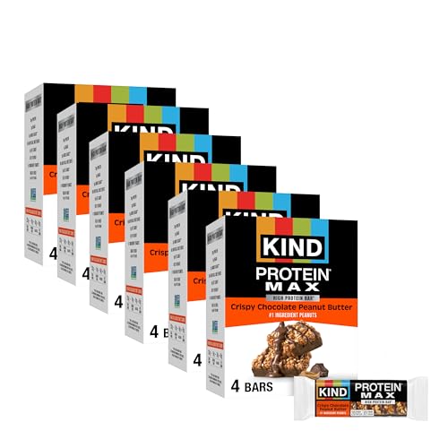 Image of KIND Protein MAX Bars, Crispy Chocolate Peanut Butter, Gluten Free, Low Sugar, High Fiber Snacks, 20g Protein, 24 Count
