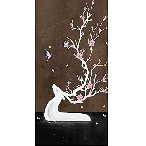Broderie diamant wapiti blanc 60x120cm pour sublimer la décoration murale du salon