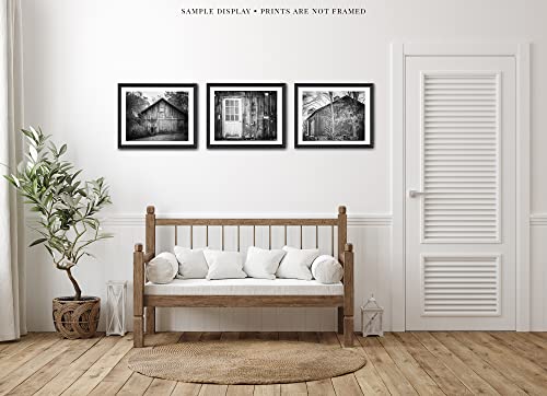 Lisa Russo Fine Art Black And White Rustic Farmhouse Wall Art Set Of 3 Small Prints, Unframed, Black And White Barn Landscape Pictures For Kitchen thumb #4