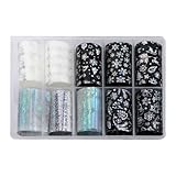 TOVINANNA Weihnachts Nagelfolien Transferaufkleber Laser Nagelspitzen Wraps Holografisch Selbstklebend Nagelkunst Zubehör für Gel und Acryl Nägel