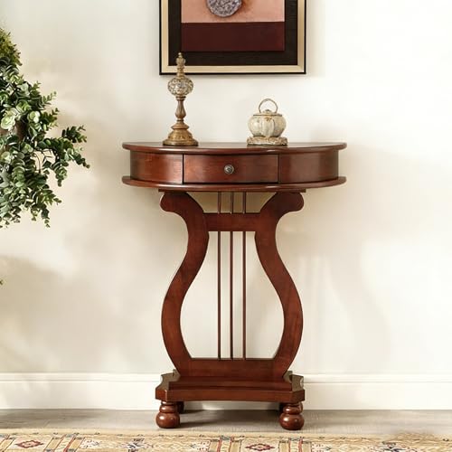 Design in stile pianoforte: questo tavolino presenta eleganti curve simili a pianoforte e un ricco stile medievale, che lo rendono sia un pezzo funzionale che un'opera d'arte. I suoi toni profondi del legno migliorano qualsiasi arredamento interno, aggiungendo calore e personalità al tuo soggiorno, corridoio o ufficio. Perfetto per coloro che cercano una miscela unica di estetica e praticità nell'arredamento per la casa.