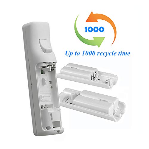 Image of NIFERY Wii Remote Batteries Rechargeable, 2 Pack 2800mAh Rechargeable Batteries for Wii /Wii U Remote Controller (White)