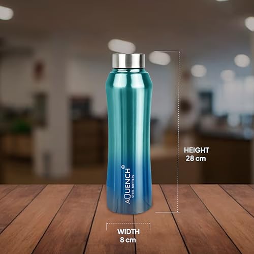 Image of Stainless Steel Water Bottle 1 Litre Bottles for Kids Girls Boys School Adults Office Gym(Turquoise Colour, Steel Cap, Set of 1, 1000 Ml)