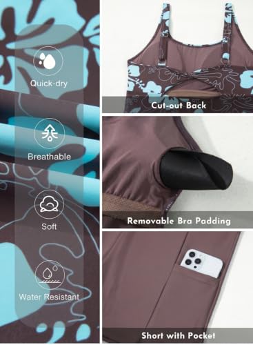 Image of Aleumdr One Piece Swimdress Swimsuit for Women Tummy Control Split Swim Dress Skirt Bathing Suit with Pockets