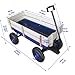 Heavy Duty Steel Wooden Side Support Cargo Wagon with 10” All-Terrain Air Tires, Effortless Foldable Handle Cart for Gardening Supplies, Towing Kids Toys, Up to 176lb Haul Capacity (Blue)