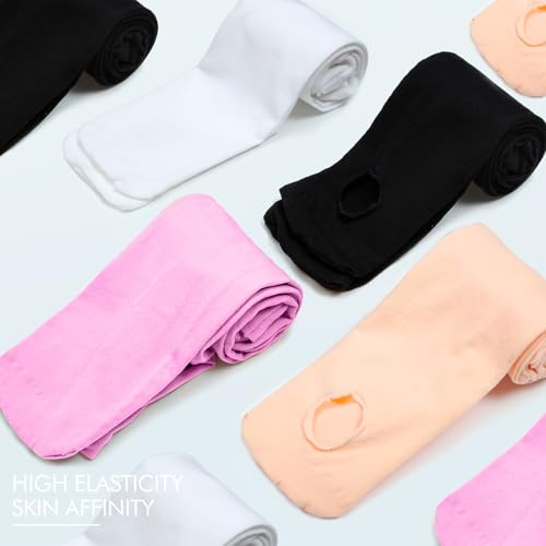 Janmercy 8 Pairs Ballet Tights for Girls Women Dance Tights Convertible Transition Stockings Toddler Kids Back to School(4-6 Years,Black, White, Nude, Pink)