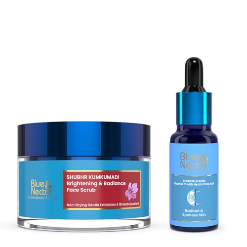 Blue Nectar Kumkumadi Scrub & Vitamin C Face Serum
