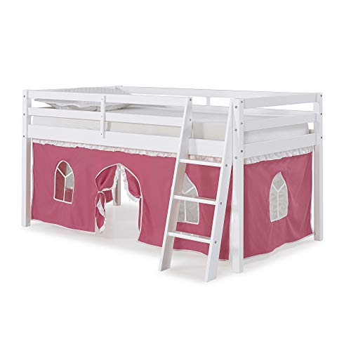 Roxy Twin Junior Loft Bed with Pink and White Tent