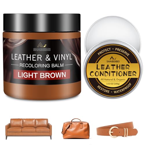 La Mejor Lista de Cuero Cafe disponible en línea. 43 SHABEIBEI Bálsamo para recoloración de cuero con 100ml de aceite de visón, kit de reparación de cuero color marrón claro y removedor de arañazos para muebles, asientos de...