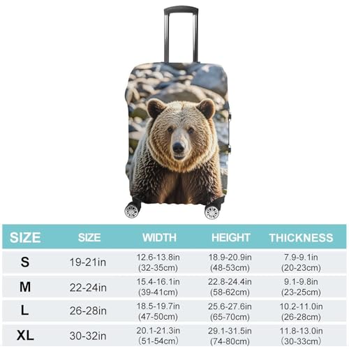 Encounter Animal Bear Luggage Cover, Elastic Luggage Protector Fits 19-32in Suitcases, Washable & Anti-Scratch Suitcase Cover for Men Women S2